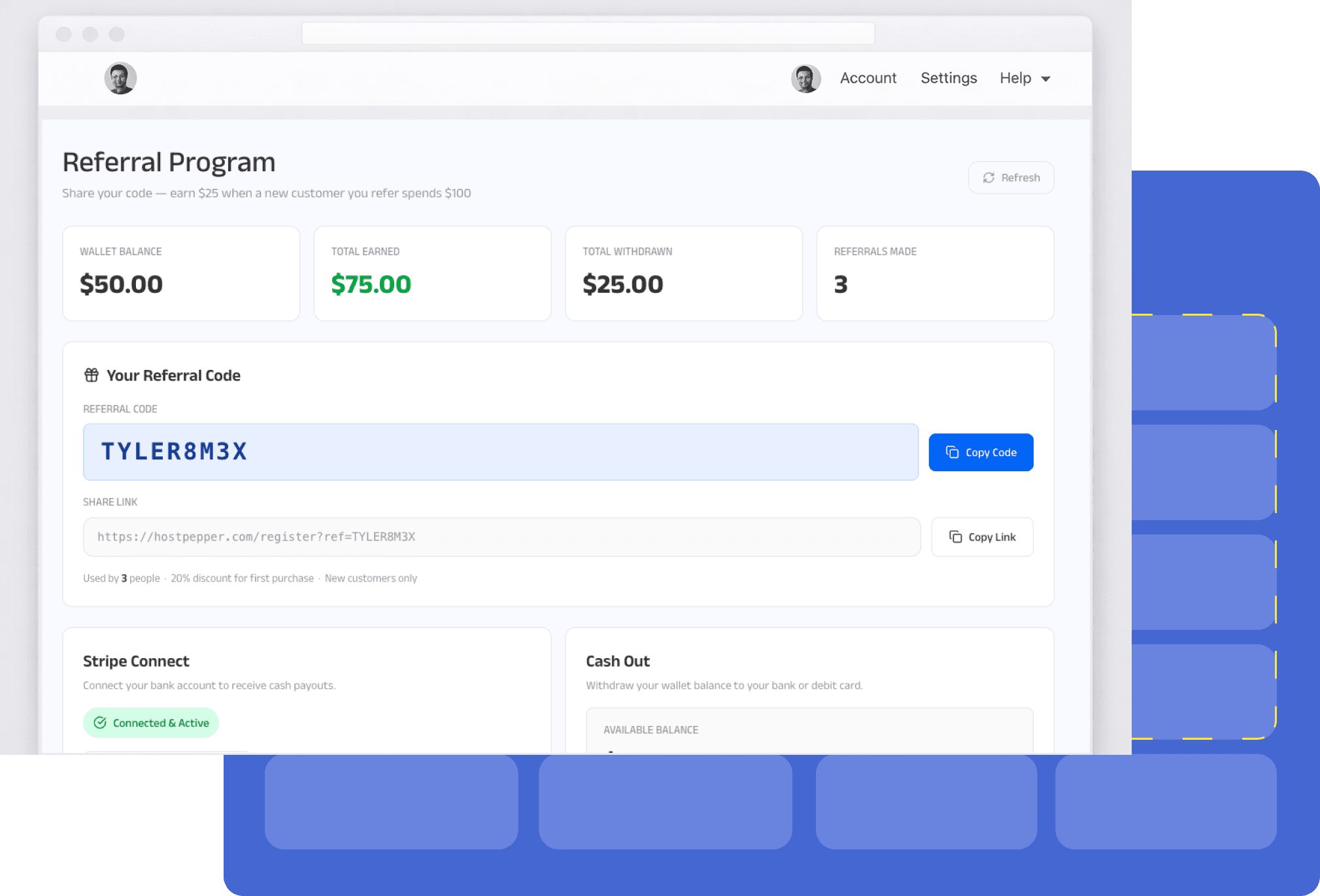 Referral dashboard preview